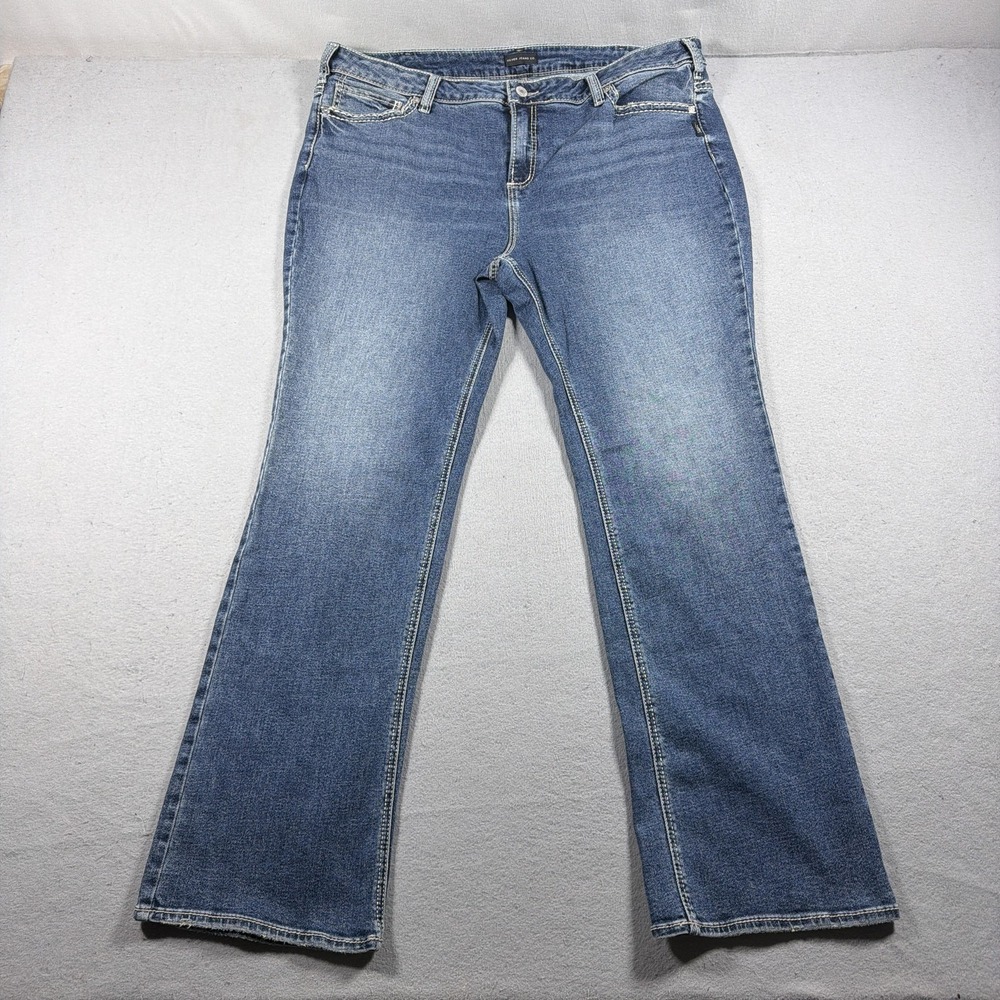 Silver Jeans Elyse Bootcut Jeans Womens 20W Plus Medium Wash Blue Stretch Denim